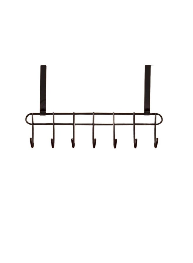 Lazer Over The Door Hook Hanger, Black, 7 Hooks - Image 1